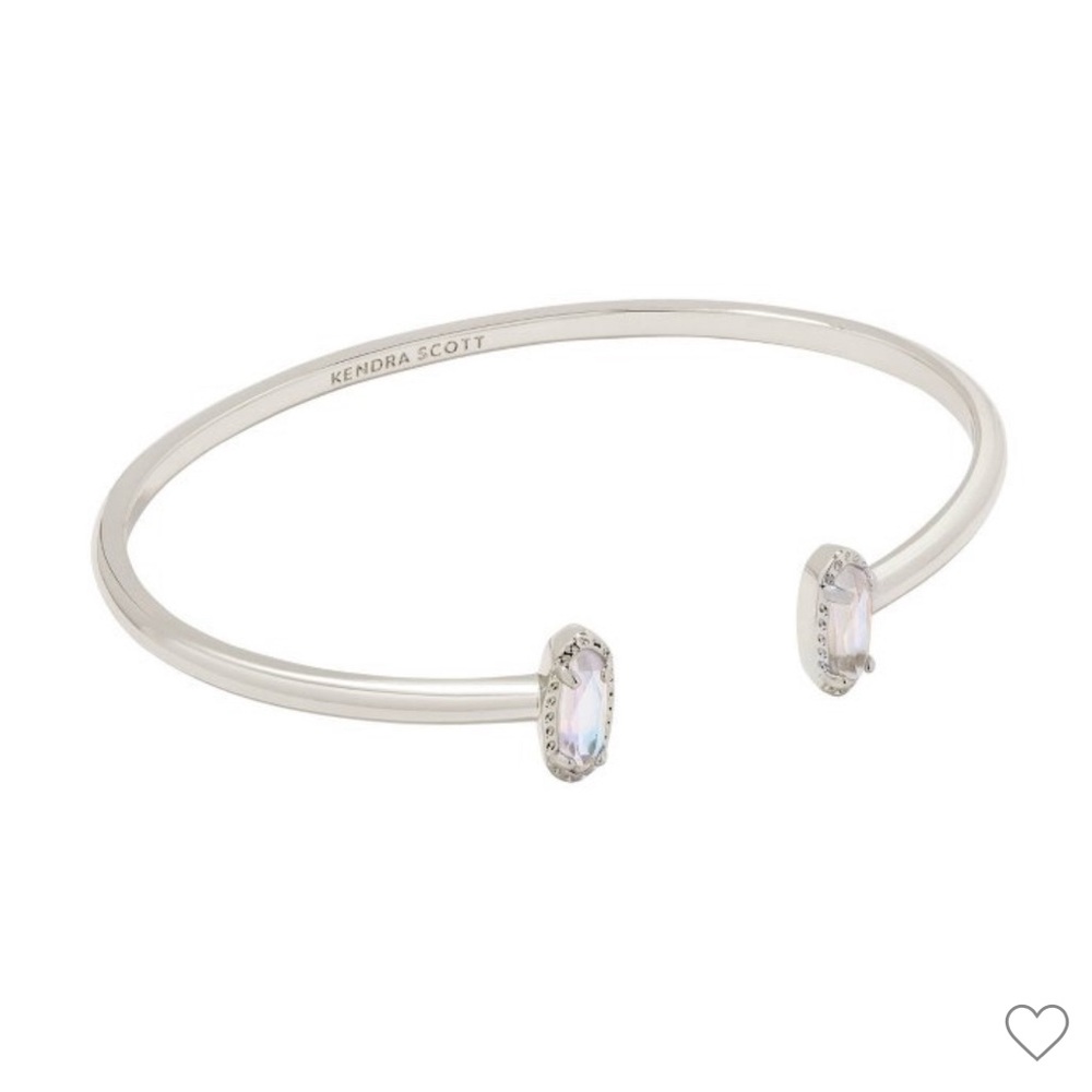 Kendra Scott Emma Dichroic Glass Rhodium Over Brass Cuffe Bracelet Silver.
